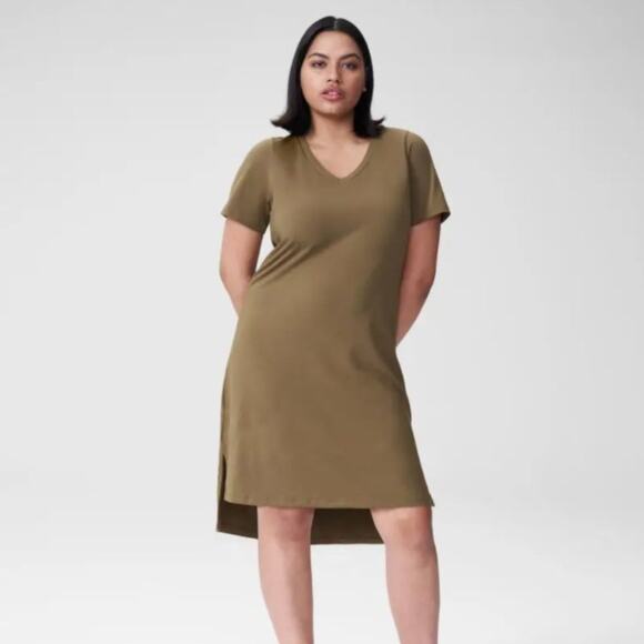 NWT Universal Standard Tesino Washed Jersey Dress Olive XS 10 12 - Picture 1 of 7